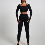 Load image into Gallery viewer, High Waist Hip Raise Pants Shorts Long-sleeved Suits 2\5PCS Seamless Yoga Sets Sports Fitness Workout Gym Leggings Set for Women
