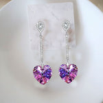 Charger l&#39;image dans la galerie, Women&#39;s Necklace Pendant Crystal Heart 1/2 Pcs Crystal Rose Heart Earrings Earrings Beautiful Jewelry Set
