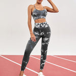 Load image into Gallery viewer, Gym Fitness Women Fitness&#39;s Sportswear 2 Pcs Tie Dye Sport Suit Seamless Yoga Set  Gym Workout Clothes Shorts Set Sexy Bra Yoga Pant Tracksuit
