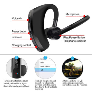 Gym Fitness Blutooth Earphone Wireless Stereo HD Mic Headphones Car Kit With Mic For iPhone Samsung Huawei Phone