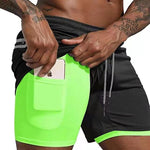 Load image into Gallery viewer, Gym Fitness Men&#39;s Training Jogging Short Pants Sportswear Double-deck Running Shorts 2 In 1 Beach Bottoms
