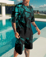 Загрузить изображение в средство просмотра галереи, Men&#39;s 3D Print Wave Point T Shirt Set  Clothes Outfits Streetwear Tracksuit

