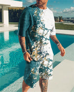 Lade das Bild in den Galerie-Viewer, Men&#39;s 3D Print Wave Point T Shirt Set  Clothes Outfits Streetwear Tracksuit
