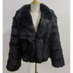 Lade das Bild in den Galerie-Viewer, Women&#39;s Silver Grey Artificial Faux Fur Jacket Thick Warm Fluffy Winter Outerwear Office Lady Coats

