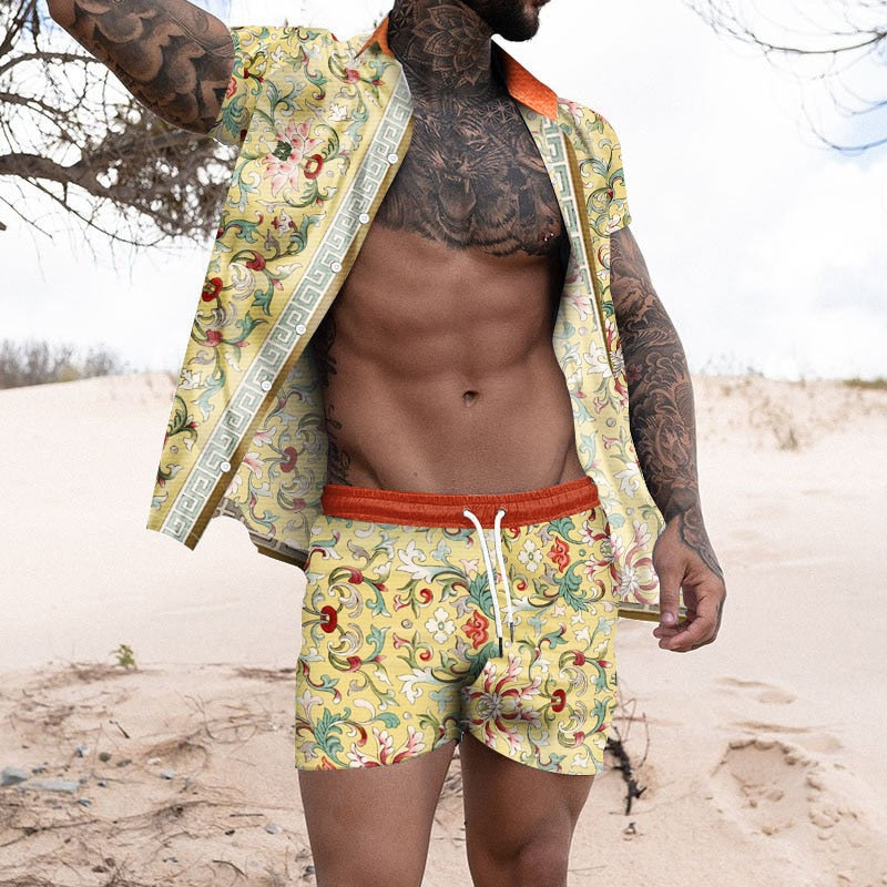 Men's Beach Shorts Lace-Up Waist Casual  Shirt 3D Brand Printed