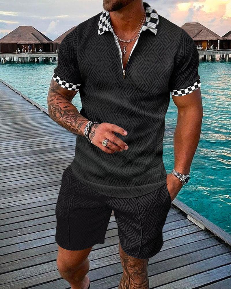 Men's 3d Printed Casual Short Sleeve T Shirt and Shorts