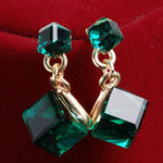 Загрузить изображение в средство просмотра галереи, Women&#39;s Crystal Clear Green/Black/Multi-color Color Cube Jewelry Gift Fashion Stud Earring
