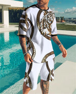Charger l&#39;image dans la galerie, Men&#39;s 3D Print Wave Point T Shirt Set  Clothes Outfits Streetwear Tracksuit
