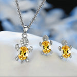 Load image into Gallery viewer, Women&#39;s Colorful Crystal Cute Turtle Necklace Earrings 3pcs Creative Glamour Jewelry Set
