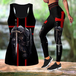 이미지를 갤러리 뷰어에 로드 , Gym Fitness Women&#39;s Printed  Sport Yoga Suit Stretch Leggings and Hollow Out Tank Top Suit
