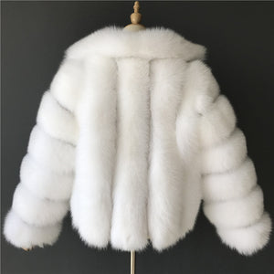 Women's Silver Grey Artificial Faux Fur Jacket Thick Warm Fluffy Winter Outerwear Office Lady Coats