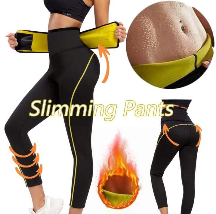 Women's High Waist Neoprene Sauna Slimming Pants Gym Fitness Workout Hot Thermos Sweat Sauna Leggings