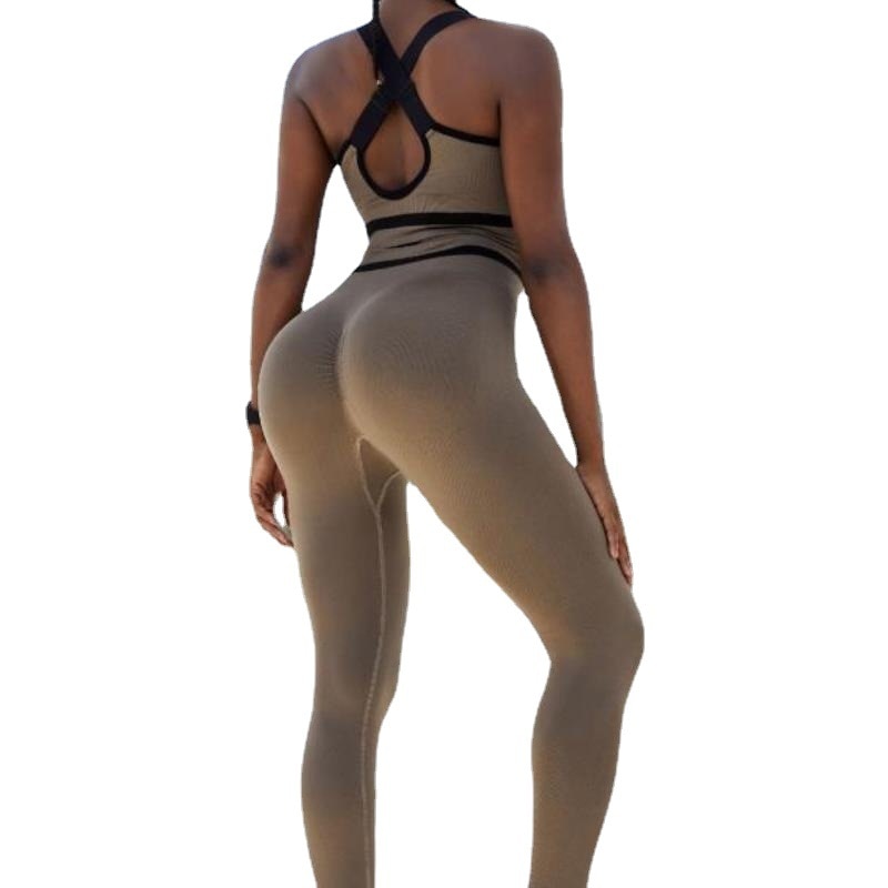 Women's High Waist Sportswear Fitness Yoga Set Seamless Sport  Leggings Workout Outfits Two Piece Yoga Sets