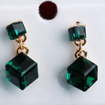 Lade das Bild in den Galerie-Viewer, Women&#39;s Crystal Clear Green/Black/Multi-color Color Cube Jewelry Gift Fashion Stud Earring
