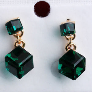 Women's Crystal Clear Green/Black/Multi-color Color Cube Jewelry Gift Fashion Stud Earring