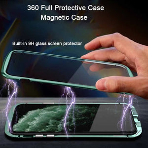 Magnetic Phone Metal  Frame Case al Double Sided Glass  For iPhone 14 13 12 11 Pro Max X XS  8 7 14 Plus 13 12Mini Camera Lens Cover