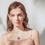 Lade das Bild in den Galerie-Viewer, Women&#39;s Necklace Pendant Crystal Heart 1/2 Pcs Crystal Rose Heart Earrings Earrings Beautiful Jewelry Set
