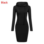 Charger l&#39;image dans la galerie, Gym Fitness Casual Pocket Hooded Solid Color Long Sleeve Mini Dress
