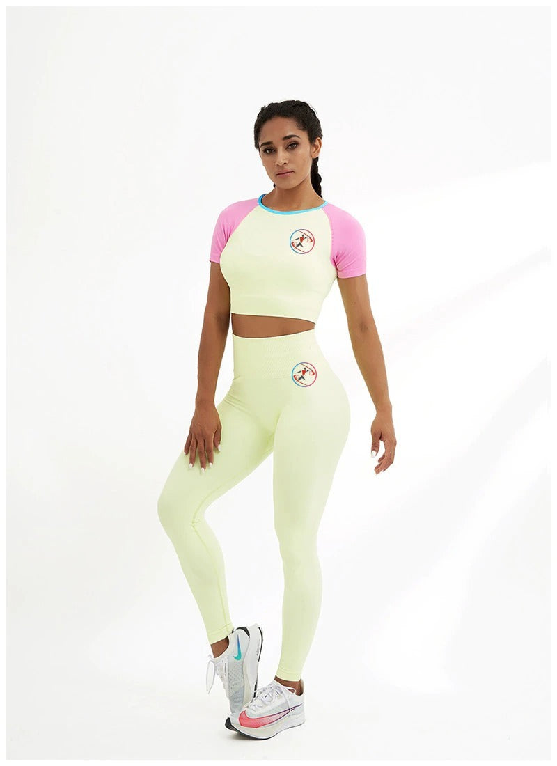 Gym Fitness Women's High Waist Yoga Set Top & Bottom Sports Active wear Running Outfit