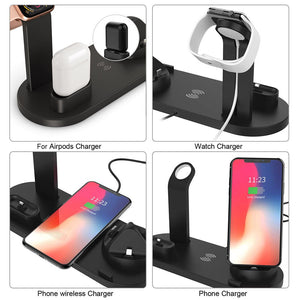 4 in 1 Qi Wireless Charger For iPhone 11 X XS XR 8 10W Type C USB Fast Charging Dock Stand for Apple Watch 5 4 3 2 Airpods