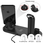 Cargar imagen en el visor de la galería, 4 in 1 Qi Wireless Charger For iPhone 11 X XS XR 8 10W Type C USB Fast Charging Dock Stand for Apple Watch 5 4 3 2 Airpods
