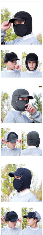 Load image into Gallery viewer, Thermal Bomber Hats Men &amp; Women&#39;s Ear Protection Face Windproof Ski Cap Velvet Thicken Hat
