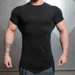 Charger l&#39;image dans la galerie, Men&#39;s Tight-Fitting Short-Sleeved T-shirt Fitness Gyms Fitness Splicing Cotton T-shirt
