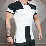 Load image into Gallery viewer, Men&#39;s Tight-Fitting Short-Sleeved T-shirt Fitness Gyms Fitness Splicing Cotton T-shirt
