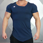 Lade das Bild in den Galerie-Viewer, Men&#39;s Tight-Fitting Short-Sleeved T-shirt Fitness Gyms Fitness Splicing Cotton T-shirt
