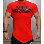 Charger l&#39;image dans la galerie, Men&#39;s Tight-Fitting Short-Sleeved T-shirt Fitness Gyms Fitness Splicing Cotton T-shirt
