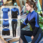 이미지를 갤러리 뷰어에 로드 , Gym Fitness Yoga Sets Lady&#39;s Shirt Pants Running Tight Jogging Workout Yoga Leggings Sport Suits
