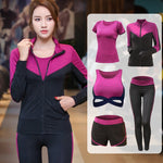 Load image into Gallery viewer, Gym Fitness Yoga Sets Lady&#39;s Shirt Pants Running Tight Jogging Workout Yoga Leggings Sport Suits
