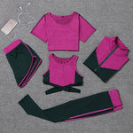 이미지를 갤러리 뷰어에 로드 , Gym Fitness Yoga Sets Lady&#39;s Shirt Pants Running Tight Jogging Workout Yoga Leggings Sport Suits
