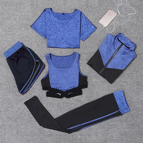 Gym Fitness Yoga Sets Lady's Shirt Pants Running Tight Jogging Workout Yoga Leggings Sport Suits