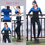 Lade das Bild in den Galerie-Viewer, Gym Fitness Yoga Sets Lady&#39;s Shirt Pants Running Tight Jogging Workout Yoga Leggings Sport Suits
