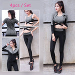 Lade das Bild in den Galerie-Viewer, Gym Fitness Yoga Sets Lady&#39;s Shirt Pants Running Tight Jogging Workout Yoga Leggings Sport Suits
