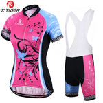 Cargar imagen en el visor de la galería, X-Tiger Short Sleeve Women Cycling Jerseys set Breathable Mountain Bike Clothe
