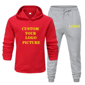 Women and Men's Tracksuit Jogging Sportswear Printed Hoodies Pants Set Customized Your picture