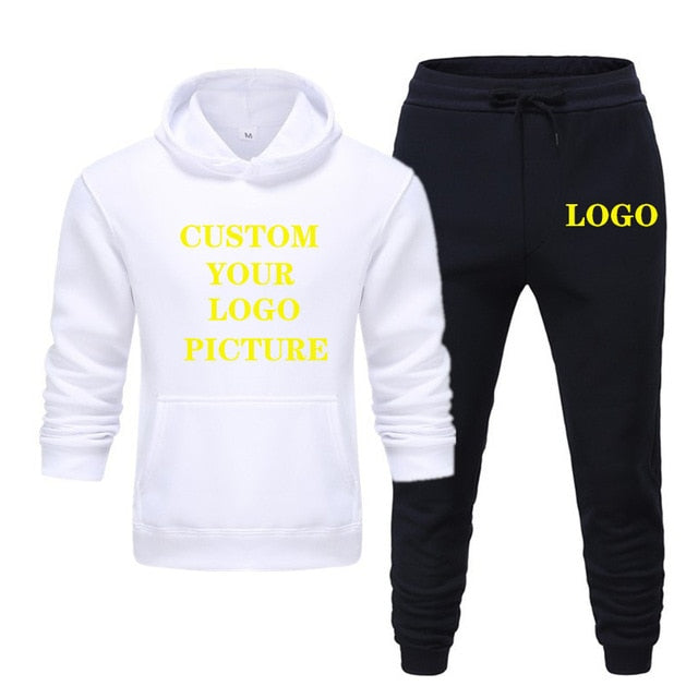 Women and Men's Tracksuit Jogging Sportswear Printed Hoodies Pants Set Customized Your picture