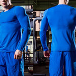 Загрузить изображение в средство просмотра галереи, Gym Fitness Solid Men&#39;s Tight Elastic Sweating Quick Drying Long Sleeved Shirt Compression Fitness Tops
