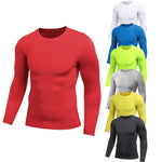 Charger l&#39;image dans la galerie, Gym Fitness Solid Men&#39;s Tight Elastic Sweating Quick Drying Long Sleeved Shirt Compression Fitness Tops
