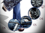 Charger l&#39;image dans la galerie, Women&#39;s Beading Embroidered Mid Waist Big Flared Jeans Boot Cut Embroidery Lace Bell Bottom Jeans Denim Trousers
