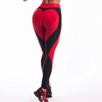 Lade das Bild in den Galerie-Viewer, Heart Shape Leggings Women&#39;s New Red Black Color High Waist Pants Patchwork Printed Leggings Big Size High Elastic
