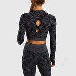 Load image into Gallery viewer, Women&#39;s Gym Fitness Sportswear Long Sleeve Crop Tops+High Waist Scrunch Leggings 2Pcs Gym Sports Suits
