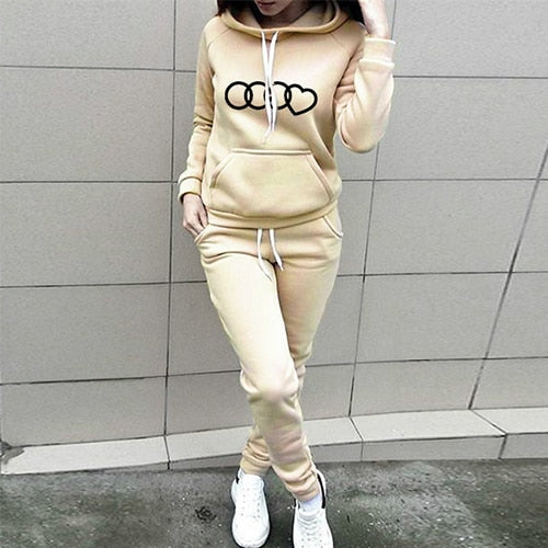 Gym Fitness Elegant Sets Women's Sweatsuits Sweatshirt With Pockets Casual Workout Suit Sets
