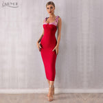 Cargar imagen en el visor de la galería, Women&#39;s Spaghetti Strap Maxi Bow Dress Celebrity Runway Dress
