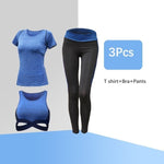 Cargar imagen en el visor de la galería, Women&#39;s Solid Yoga Sport Suit Breathable Gym Set Female Bra T-shirt Shorts Pants Workout Fitness Clothes
