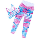 Load image into Gallery viewer, Flower Print Gym 2 Piece Set Women&#39;s Workout Clothes Letter Stripe Yoga Set Fitness Clothing
