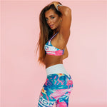 Charger l&#39;image dans la galerie, Flower Print Gym 2 Piece Set Women&#39;s Workout Clothes Letter Stripe Yoga Set Fitness Clothing
