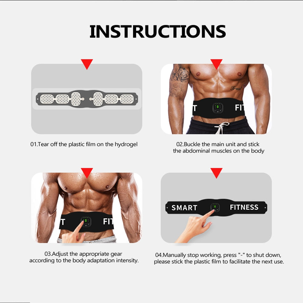Intelligent EMS Fitness Trainer Belt LED Display Electrical Stimulator Abdominal Muscle Sticker Training Device Home Gym